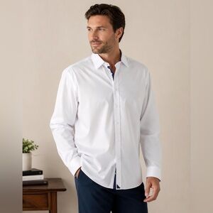 UNTUCKit Fit By DXL 4XL White Wrinkle Free Button Up Dress Shirt